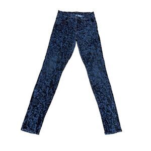 J Brand Maria Black Flocked Denim Skinny Jeans Size 25